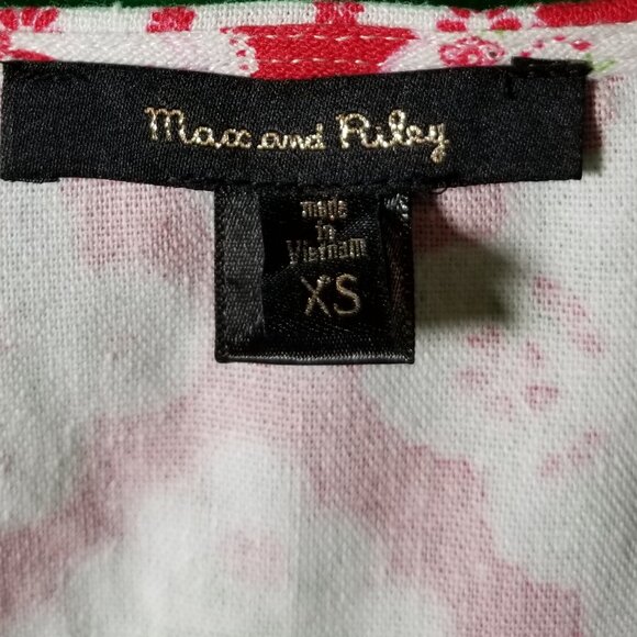 Max and Riley White Red Women XS Crop Top Western Shabby Chic Floral Linen - Picture 3 of 4